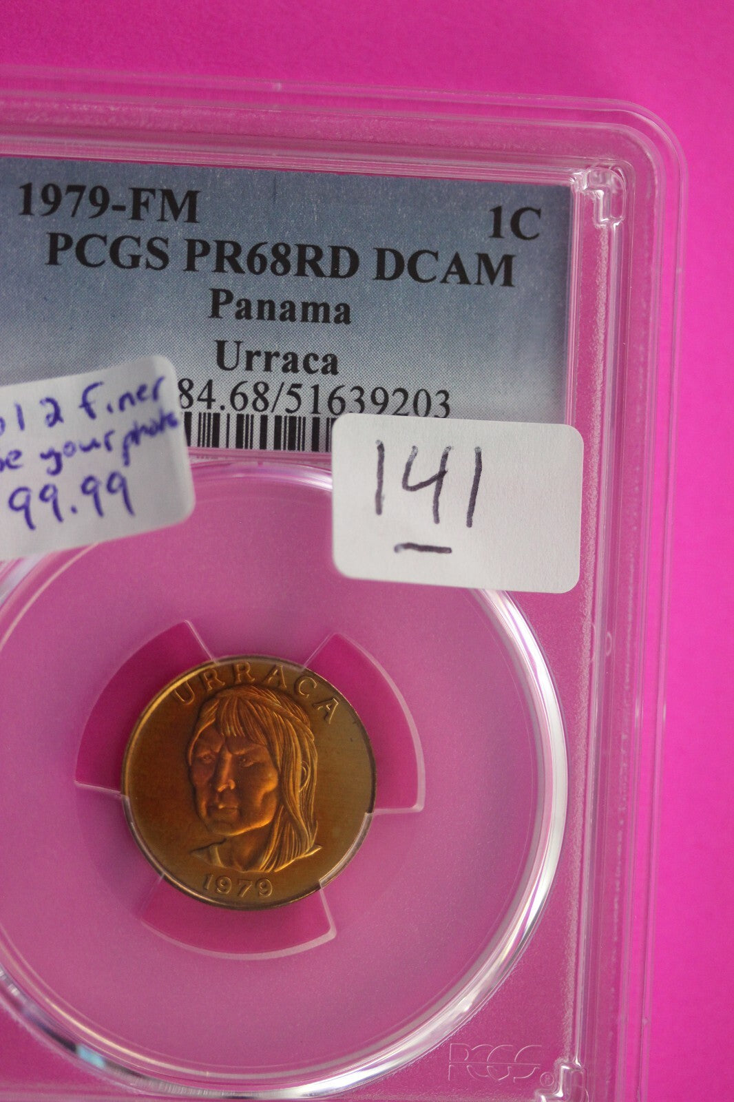 Pop 1 2 Finer 1979 FM PR 68 RD Panama 1 Centesimo Toned PCGS Certified Slab 141