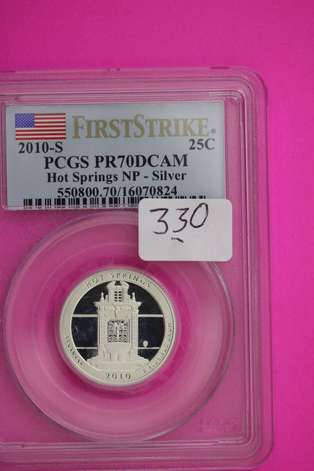 2010 S PR 70 Silver Quarter Hot Springs Park ATB PCGS Graded Certified Slab 330
