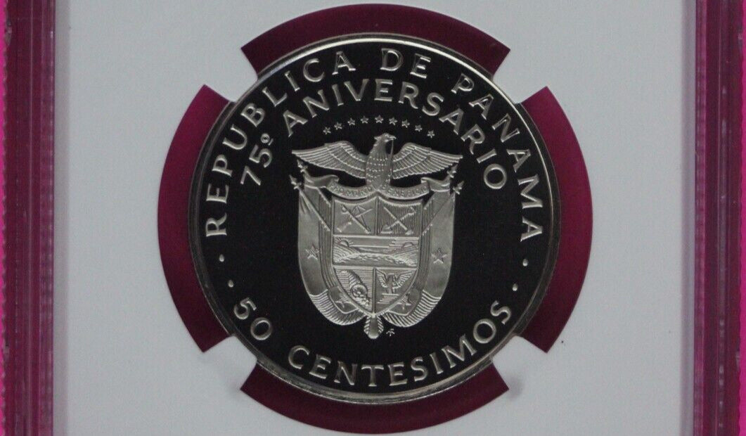 1978 Panama PF 69 Ultra Cameo Proof 50 Centesimos NGC Graded Authentic Slab 1040