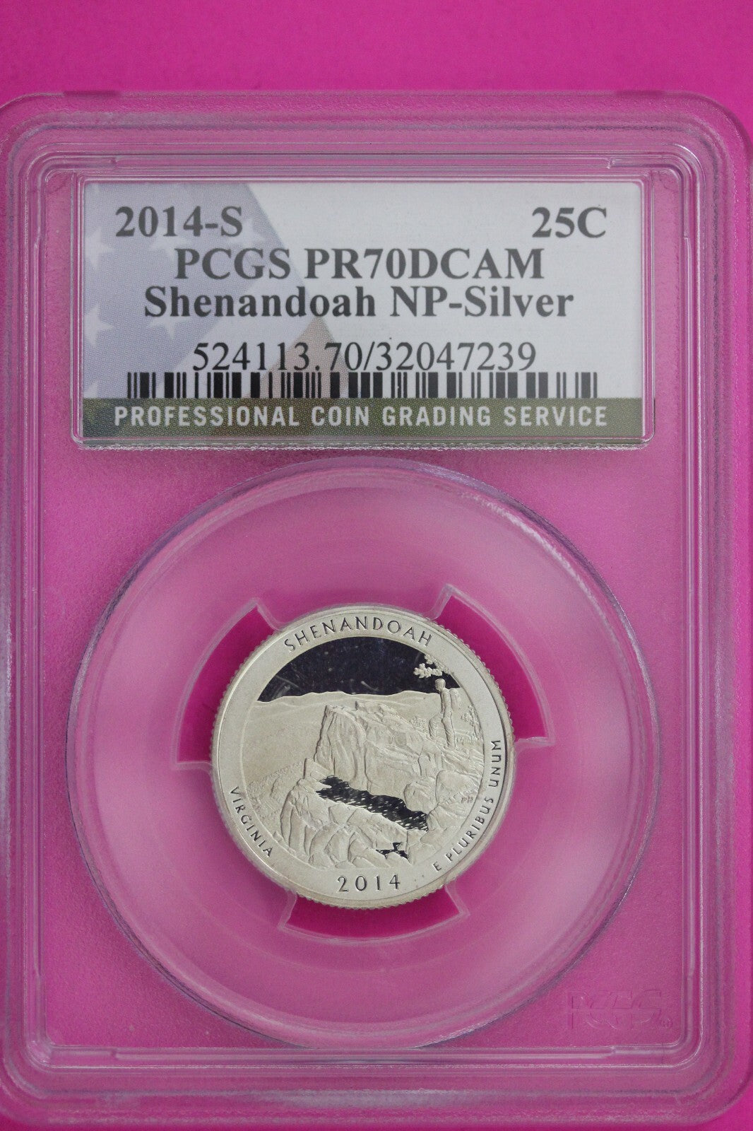 2014 S PR 70 Silver Quarter Shenandoah Park ATB PCGS Graded Certified Slab 840