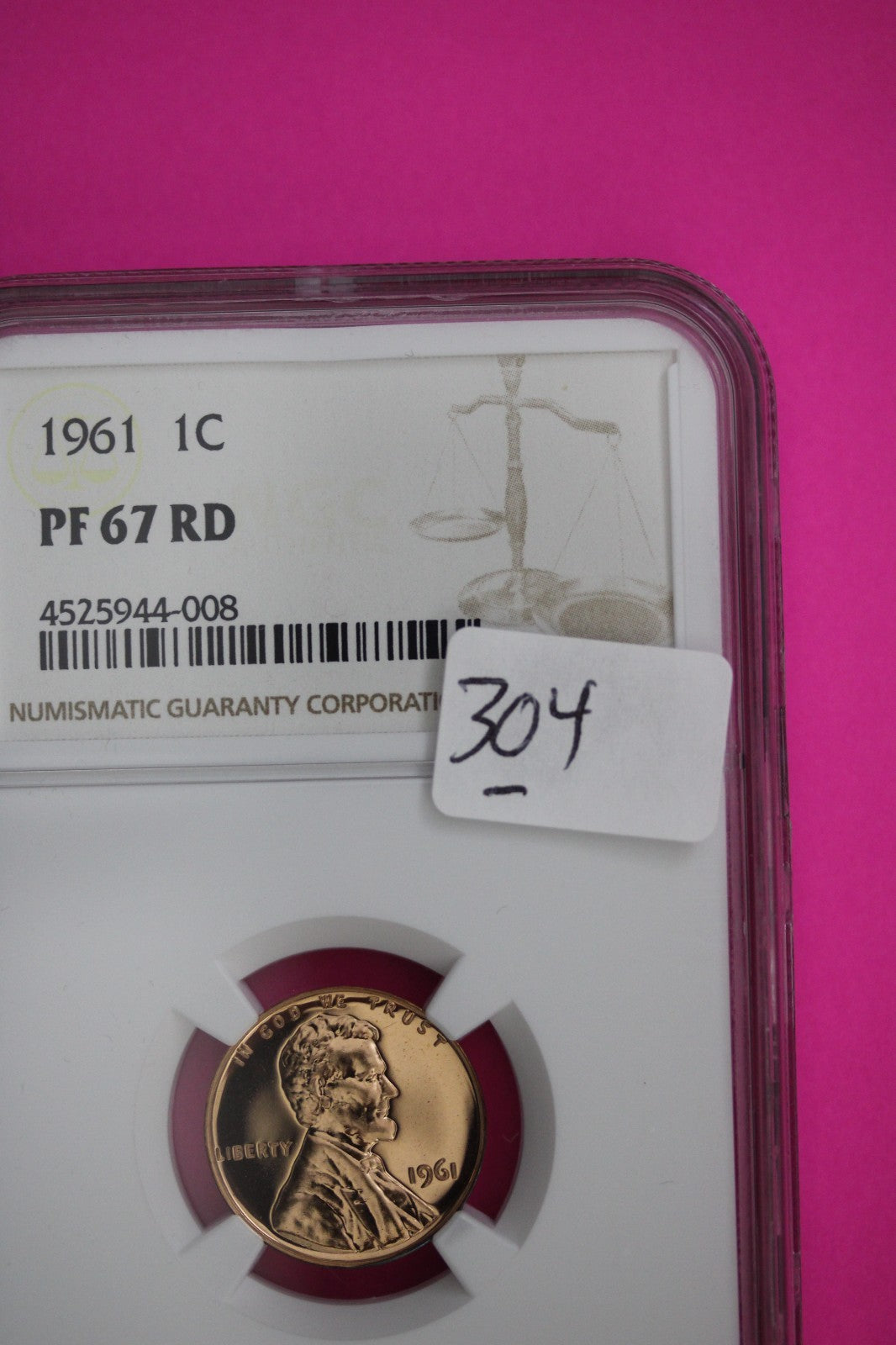 1961 PF 67 Red Lincoln Memorial Cent Proof Coin NGC certified Authentic Slab 304