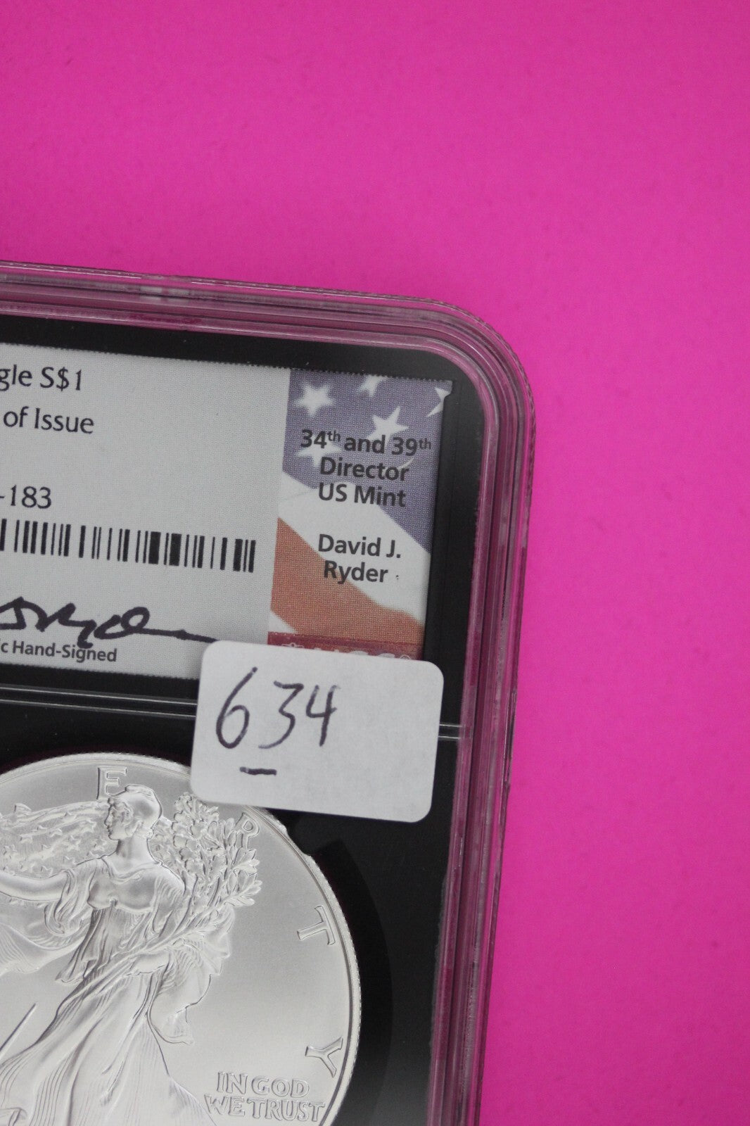 2022 MS 70 Silver Eagle David Ryder Coin NGC Certified Graded Authentic Slab 634