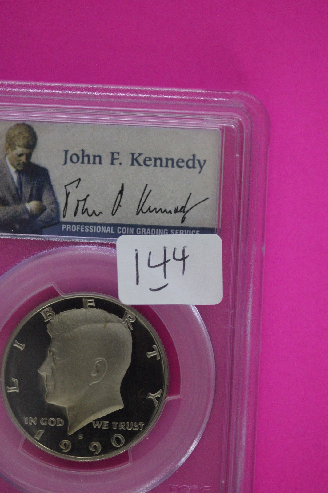 1990 S PR 69 Deep Cameo John Kennedy Clad Half Dollar JFK Label PCGS Slab 144
