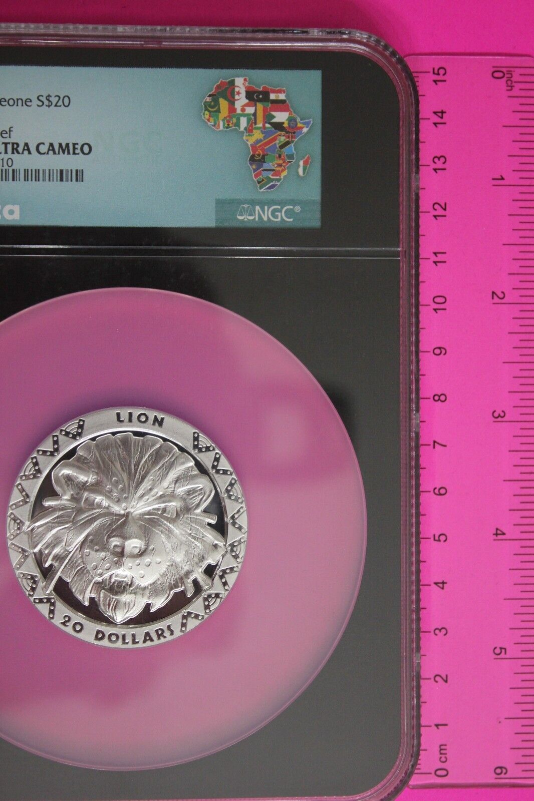 2019 PF 70 2 Ounces Silver Lion High Relief 20 D Sierra Leone .999 Fine NGC 7047