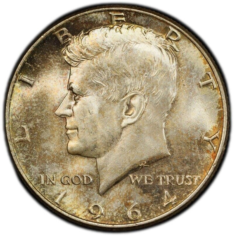 Toned 1964 MS 64 John F Kennedy Silver Half Dollar PCGS Graded Certified 157