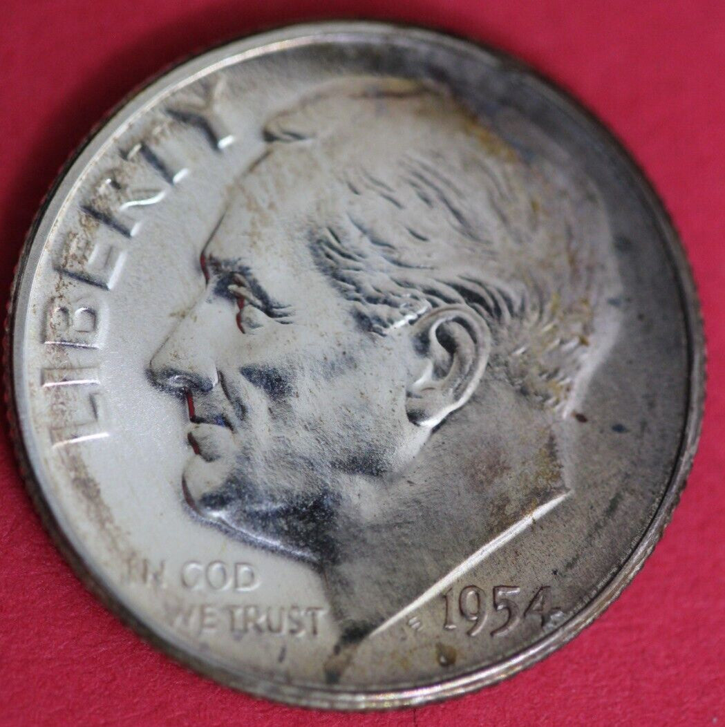 Rainbow Toned 1954 Silver Proof Roosevelt Dime 92