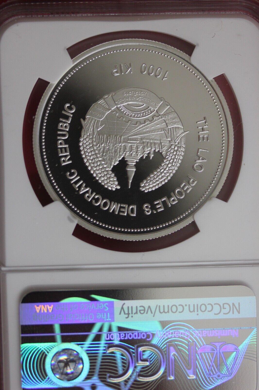2008 PF 70 Laos S1000K Beijing Olympics Torch Finest Known NGC Graded OCE 93