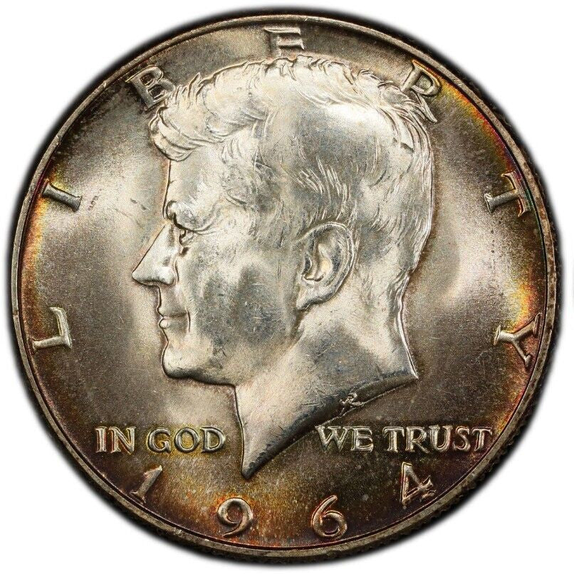 Toned 1964 P Silver MS 65 John F Kennedy Silver Half Dollar PCGS Graded 353