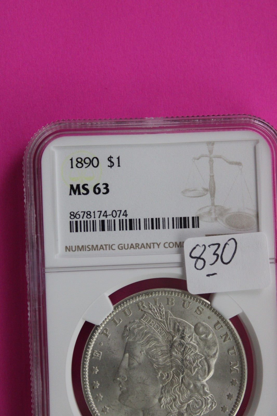1890 P MS 63 Liberty Morgan Silver Dollar NGC Certified Graded Authentic 830
