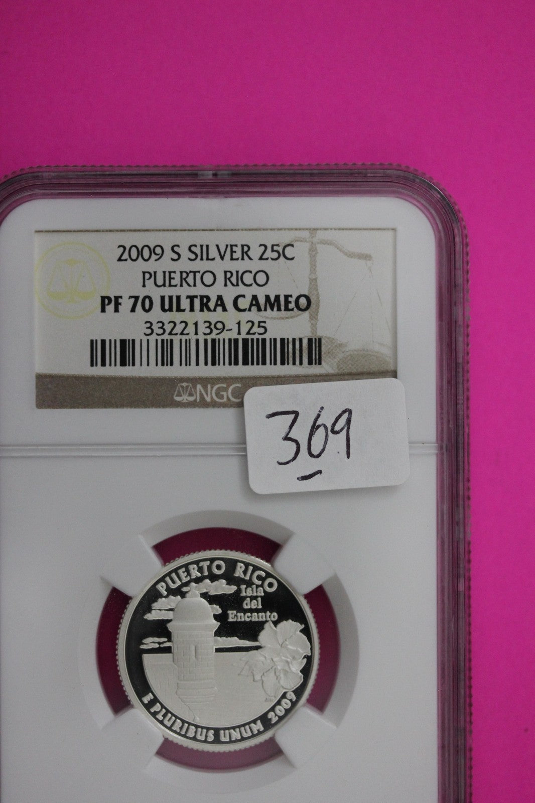 2009 S PF 70 Puerto Rico Silver State Quarter NGC Certified Graded Slab 369