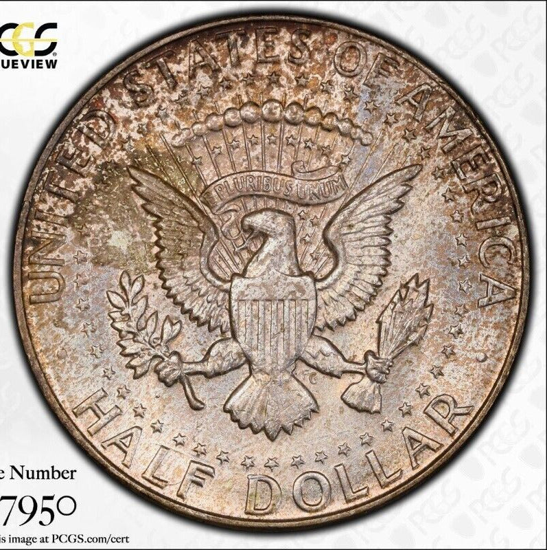 Gold Toned Color 1964 P MS 65 Kennedy Half Dollar PCGS Trueview Certified 701