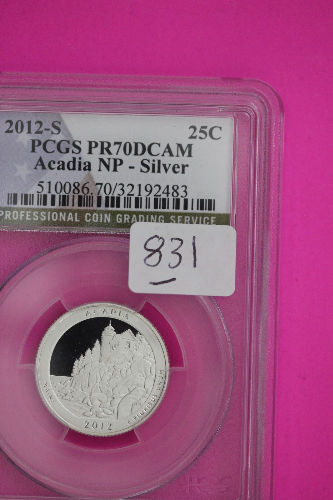 2012 S PR 70 Silver Quarter Acadia National Park PCGS Graded Certified Slab 831