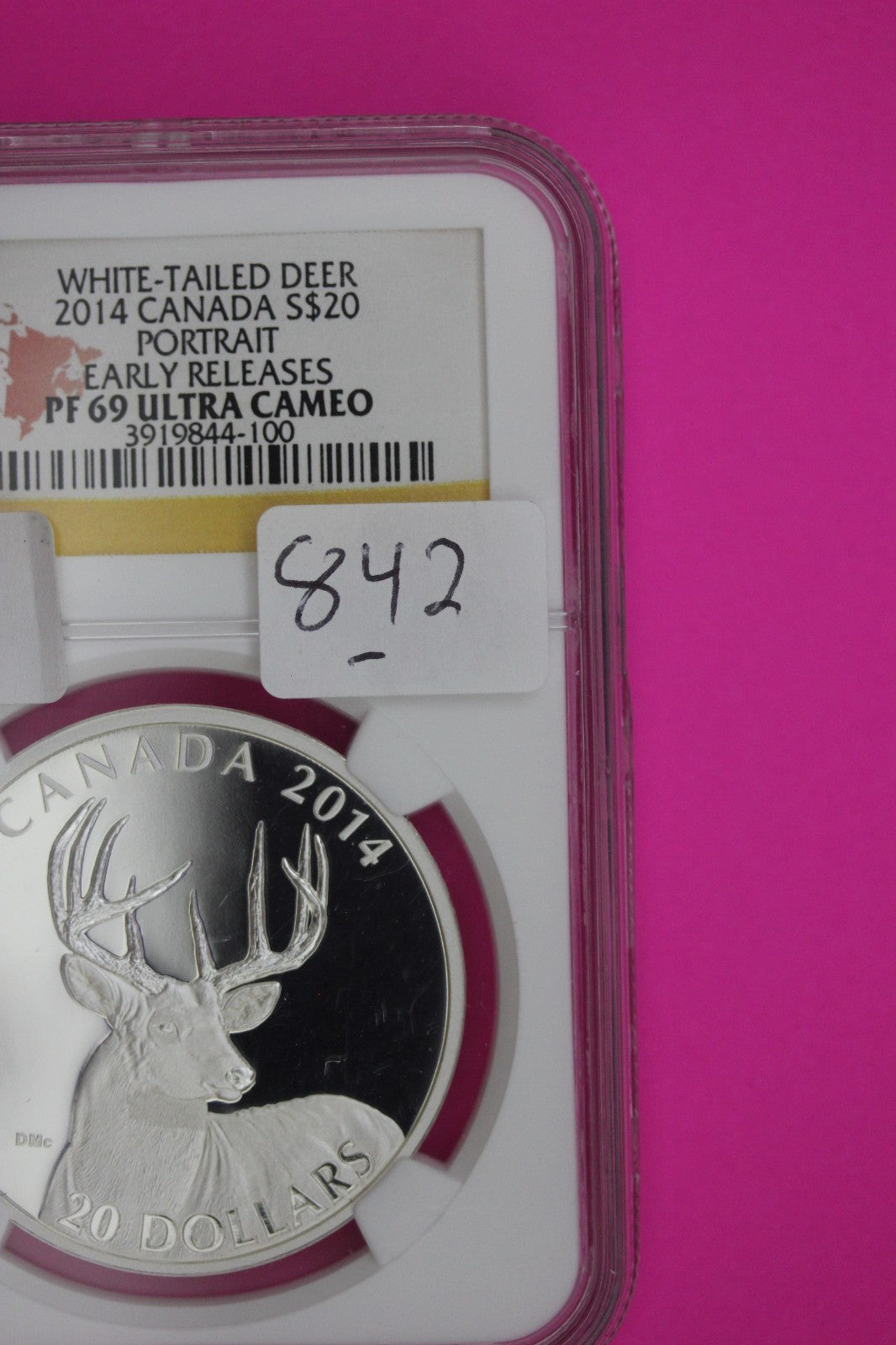 2014 PF 69 White Tailed Deer Portrait Canada 1 OZ Silver $20 NGC Certified 842