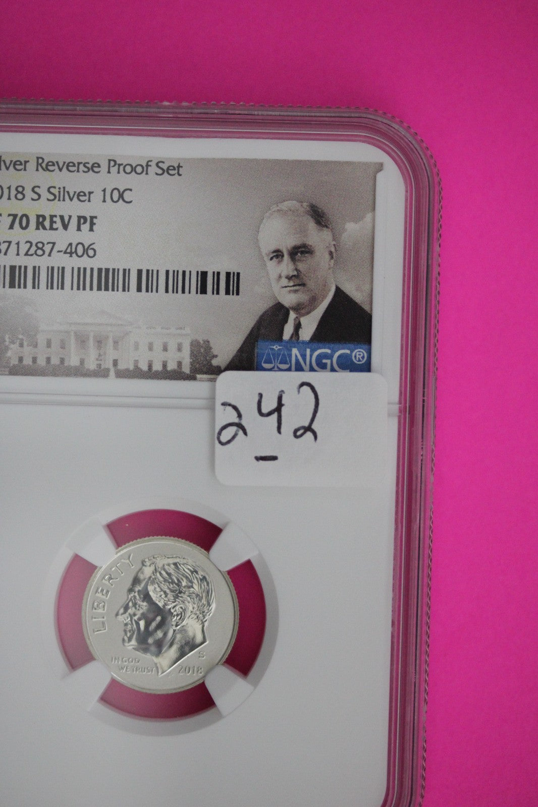 2018 S PF 70 Reverse Proof Roosevelt Silver Dime 1 Coin From a Proof Set NGC 242