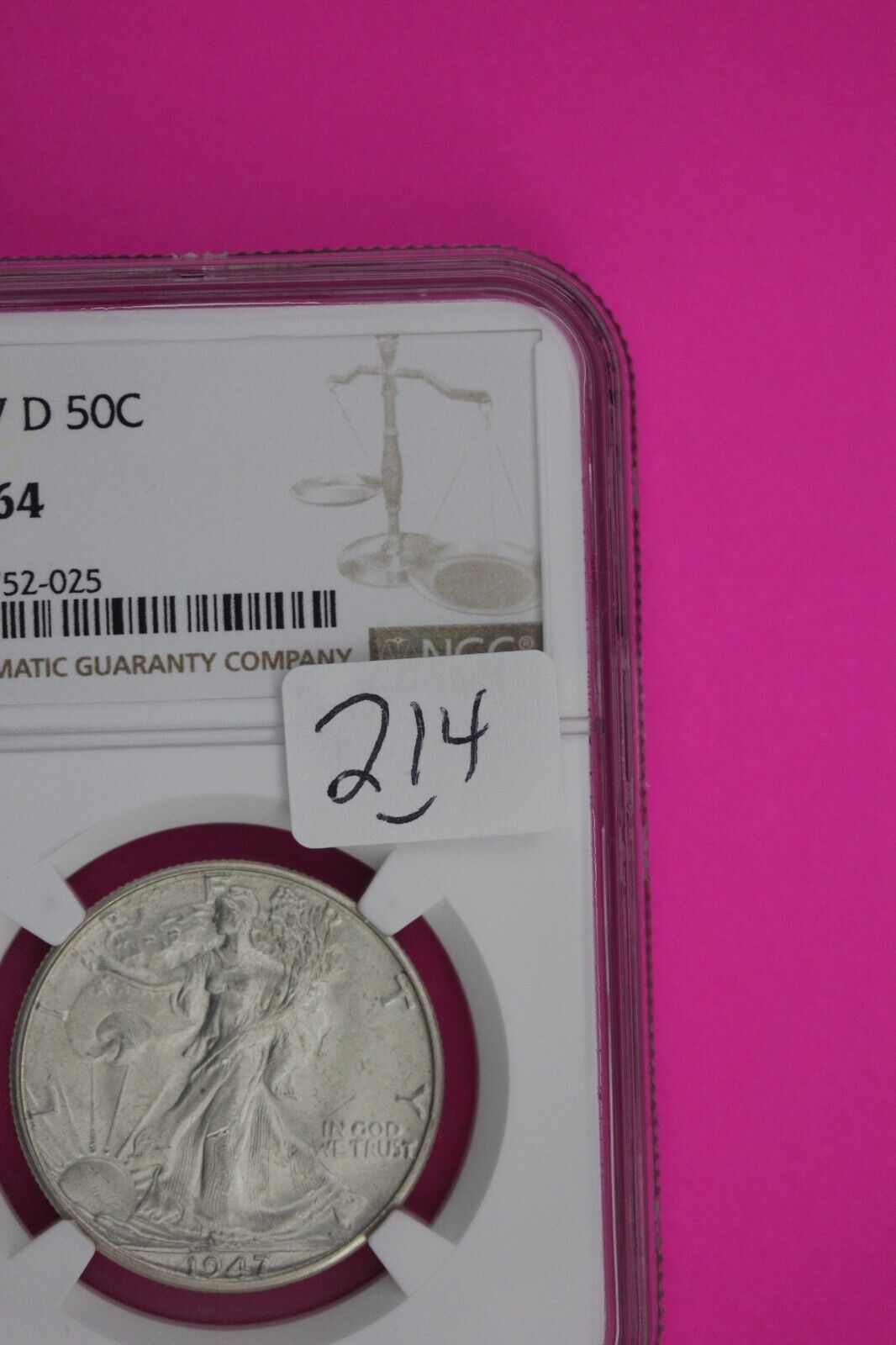 1947 D MS 64 Walking Liberty Half Dollar NGC Graded Certified Authentic 214