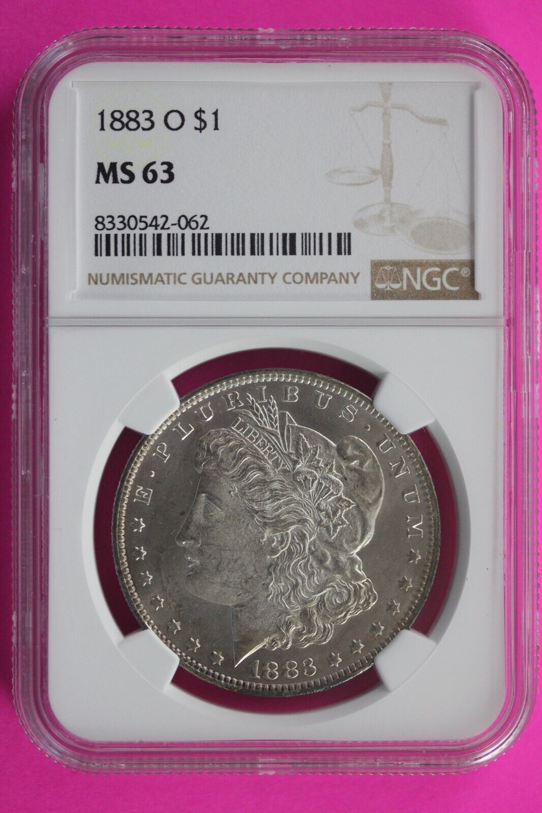 1883 O MS 63 Liberty Morgan Silver Dollar NGC Certified Graded Authentic Slab 20