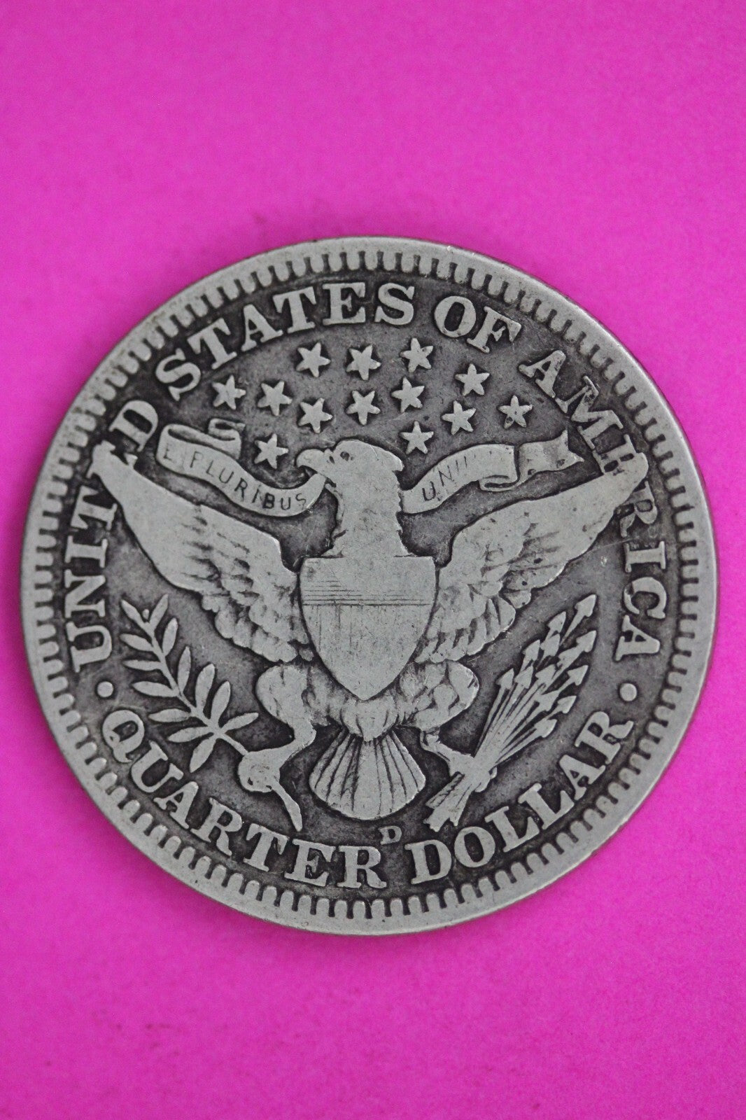 1915 D Barber Liberty Silver Quarter Guaranteed Authentic & Genuine Coin 0607N
