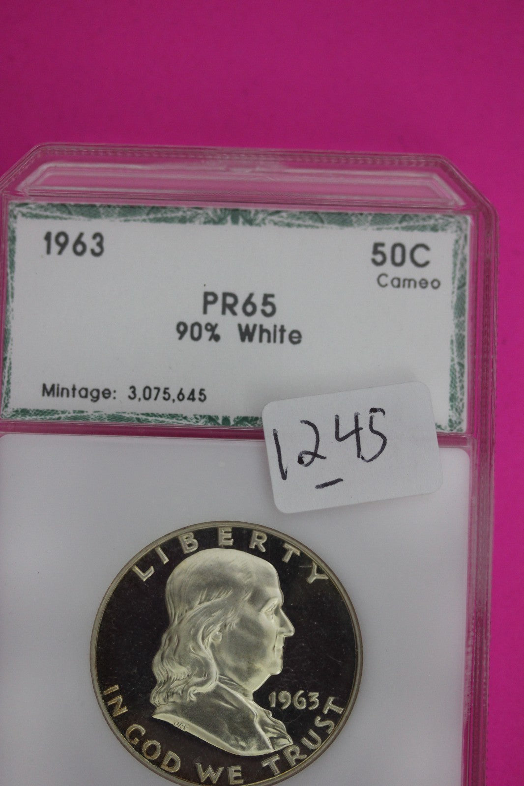 1963 Proof Ben Franklin Half Dollar Silver Coin Guaranteed Authentic 1245