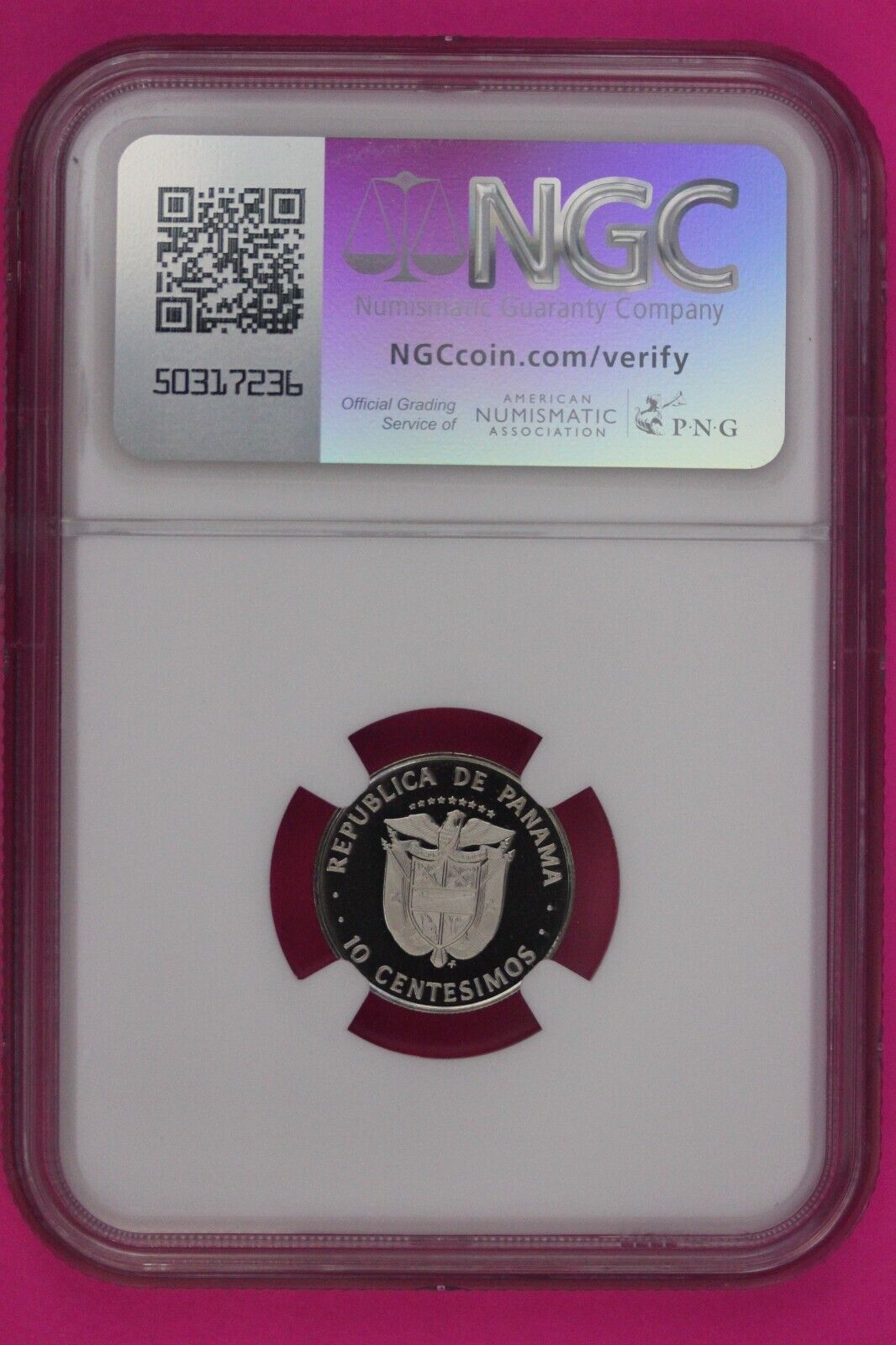 1976 Panama PF 69 Ultra Cameo Proof 10 Centesimos NGC Certified Graded Slab 883