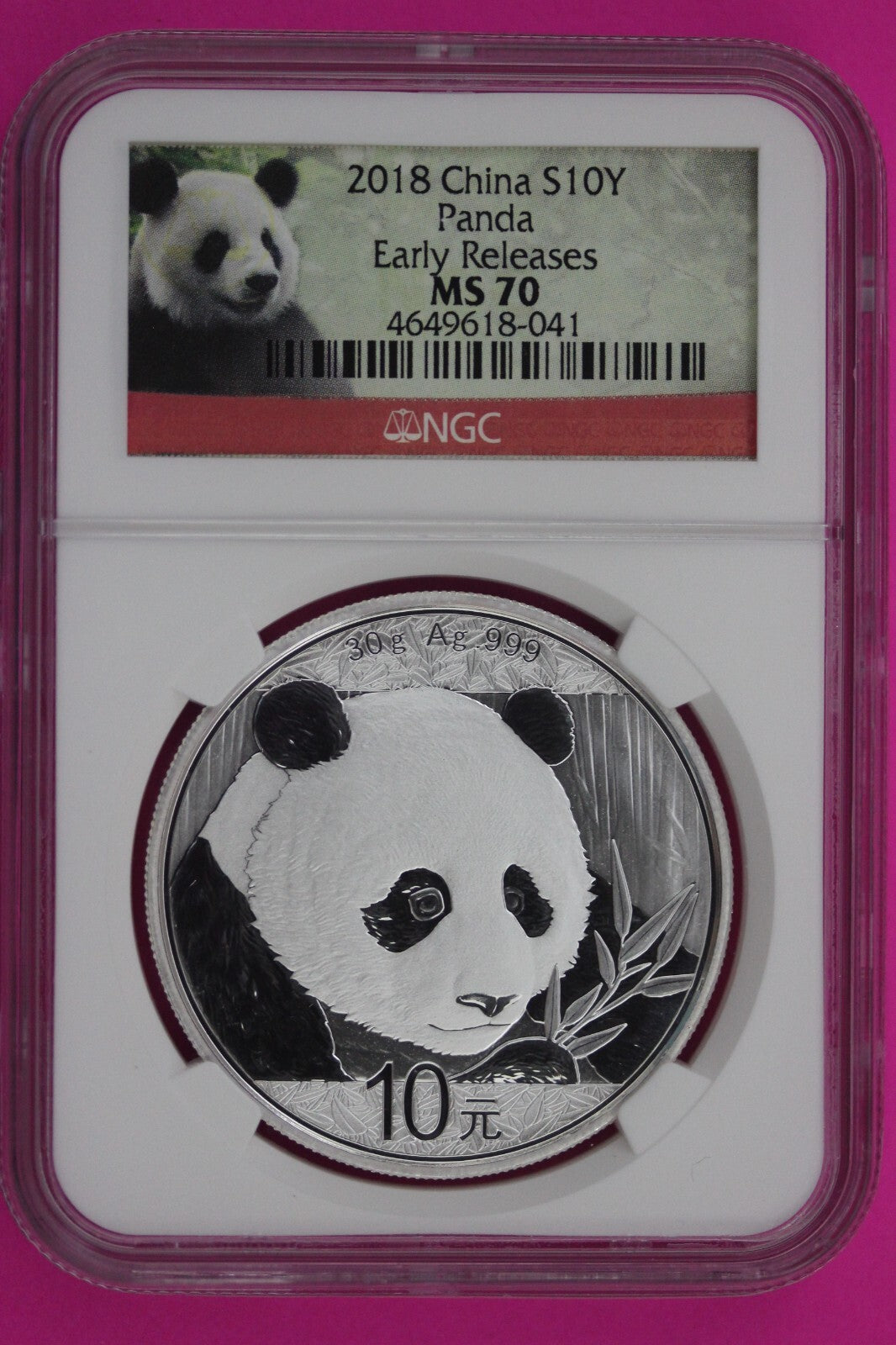 2018 MS 70 China Panda Early Releases 1 OZ Silver Coin NGC Graded Authentic 1156