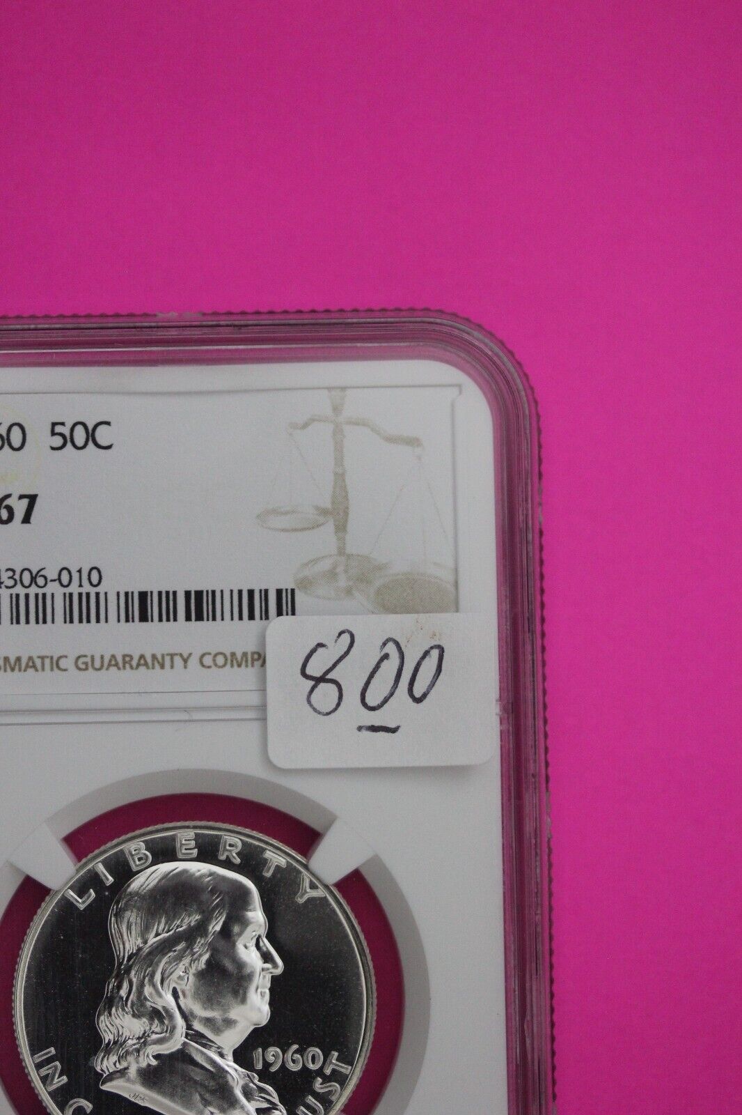 1960 PF 67 Ben Franklin Silver Proof Half Dollar NGC Graded Certified Slab 800