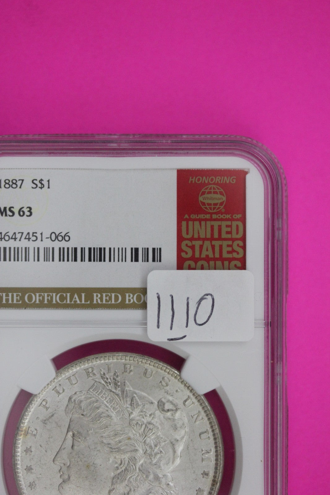 1887 P MS 63 Liberty Morgan Silver Dollar NGC Certified Graded Authentic 1110
