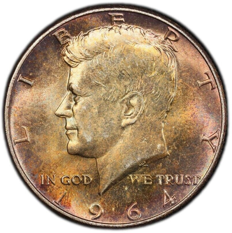 Toned 1964 P Silver MS 65 John F Kennedy Silver Half Dollar PCGS Graded 322