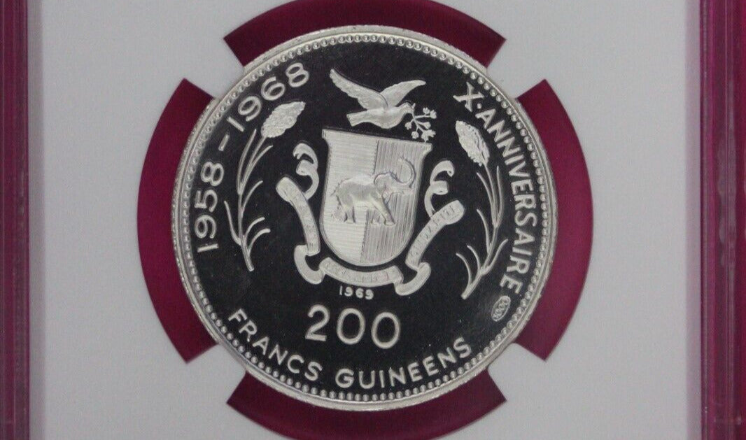 Top Pop 1969 PF 69 Ultra Cameo Guinea John,Robert Kennedy Silver NGC Slab 1046