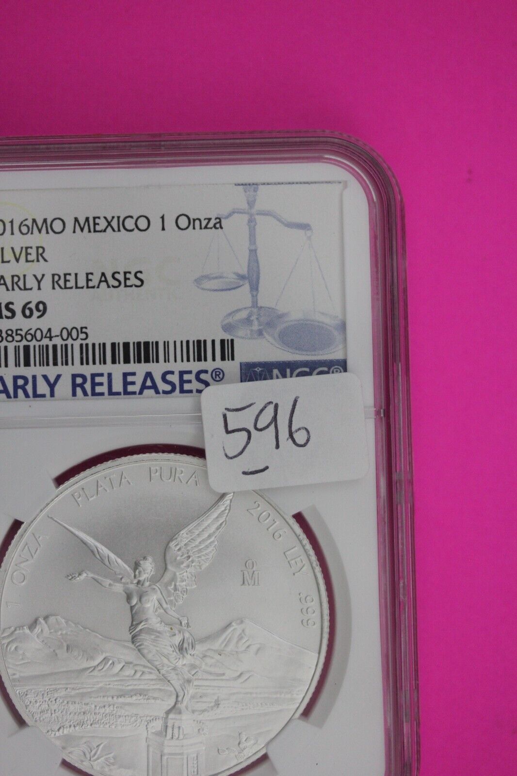 2016 MS 69 Mexico Libertad 1 Onza 1 OZ .999 Silver NGC Certified Graded Slab 596
