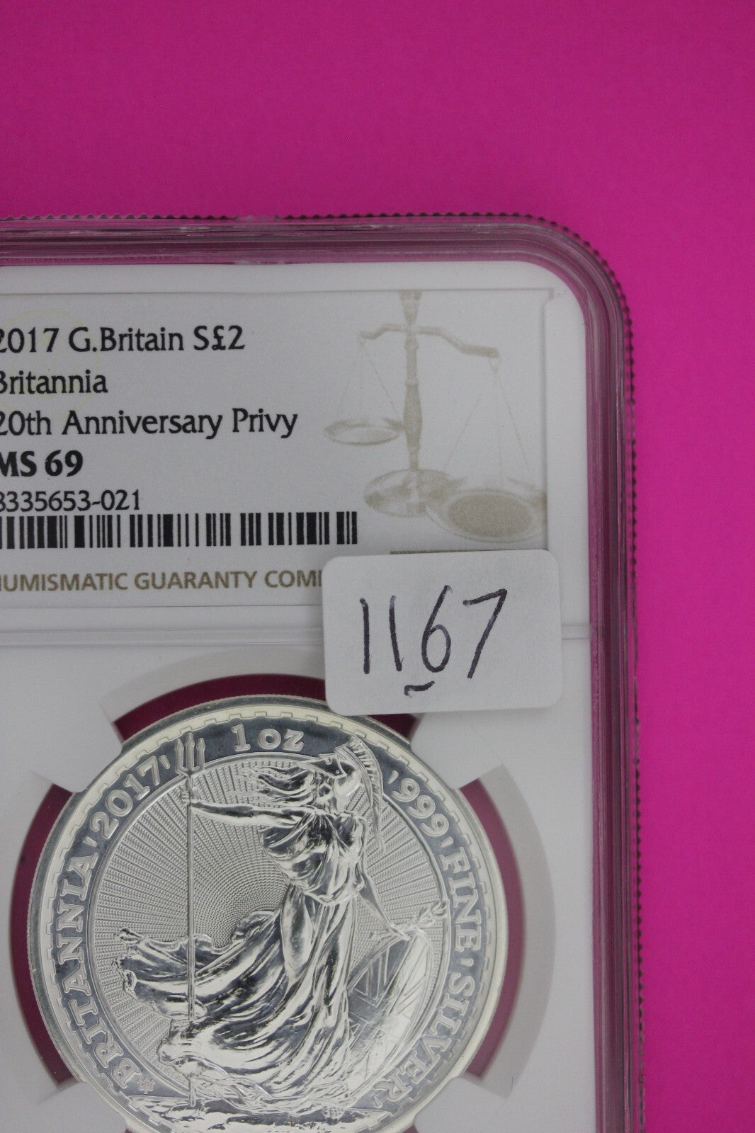 2017 MS 69 Great Britain £2 Britannia 20th Anniversary Privy NGC Graded 1167