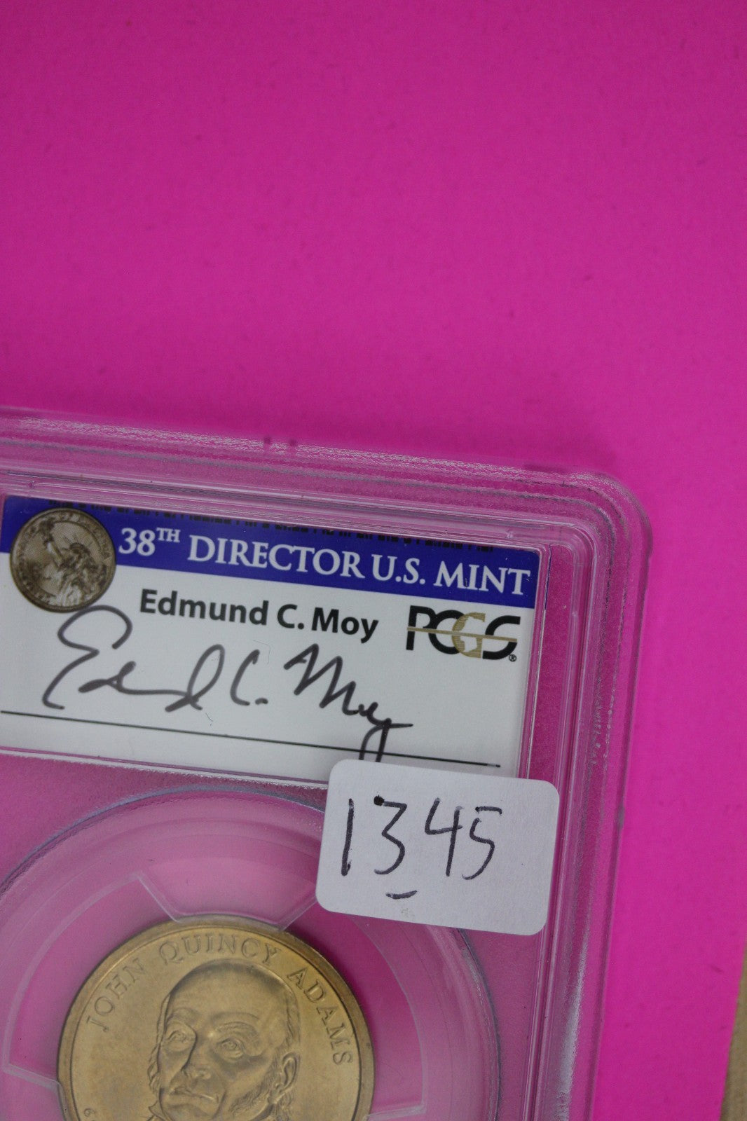Mint Error Missing Edge Lettering 2008 SP 66 Qunicy Adams Dollar Moy PCGS 1345