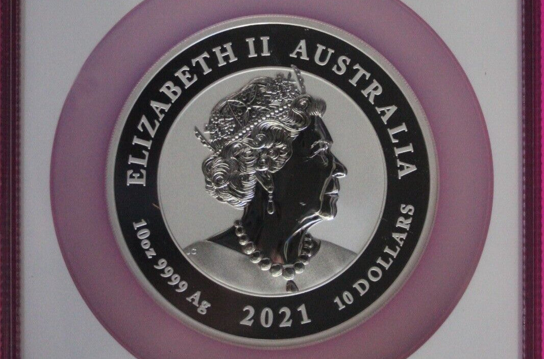 Top Pop Finest Known 2021 MS 70 Australia $10 Dragon 10 OZ Silver NGC Slab 7042