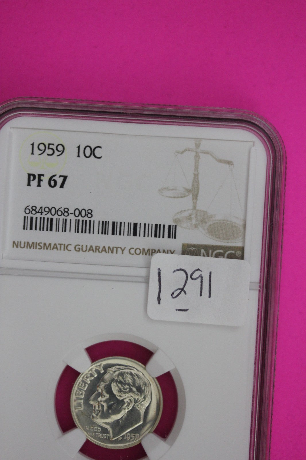 1959 PF 67 Roosevelt Silver Dime NGC Certified Graded Authentic & Genuine 1291