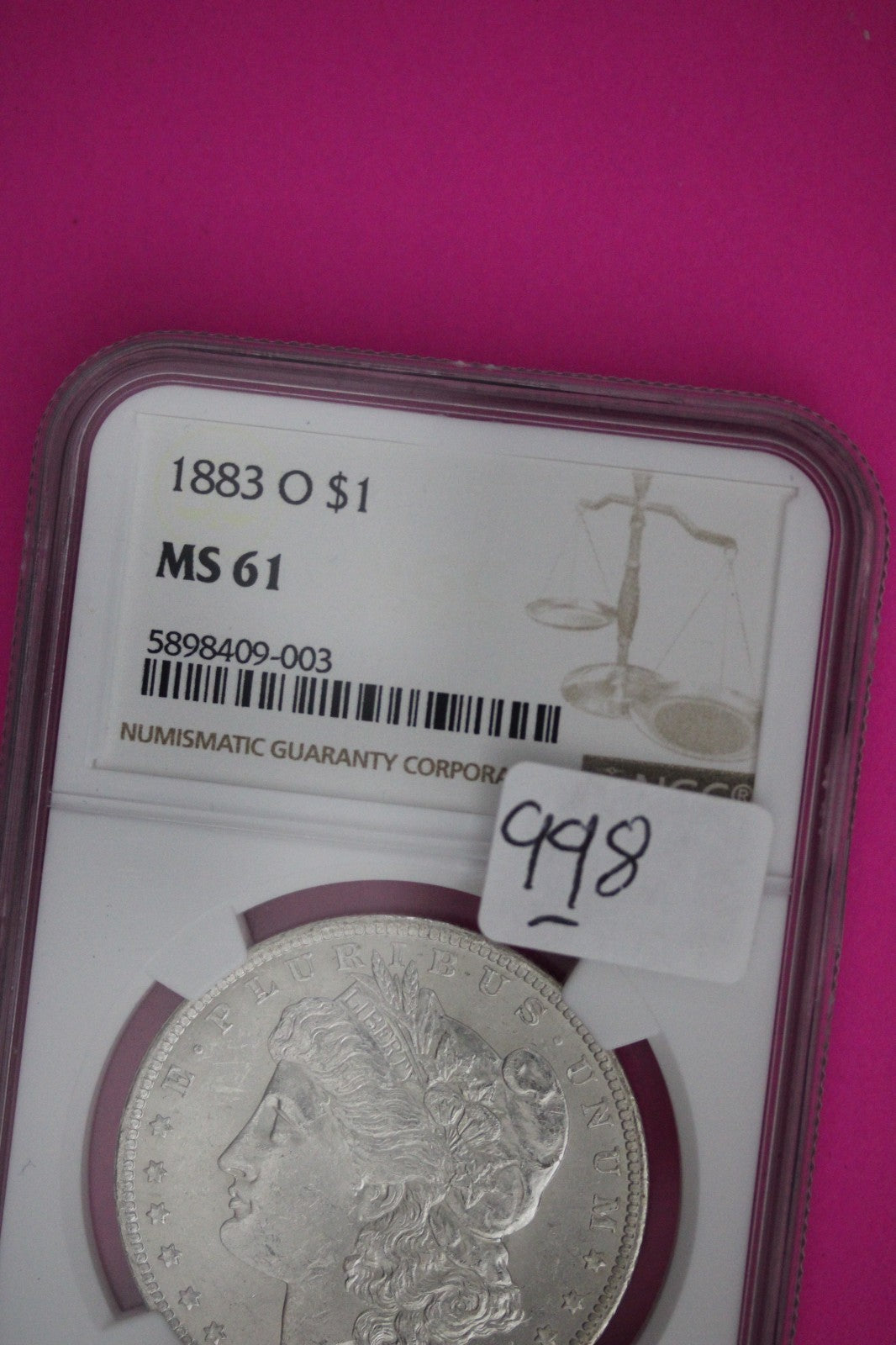 1883 O MS 61 Liberty Morgan Silver Dollar NGC Certified Graded Authentic 998