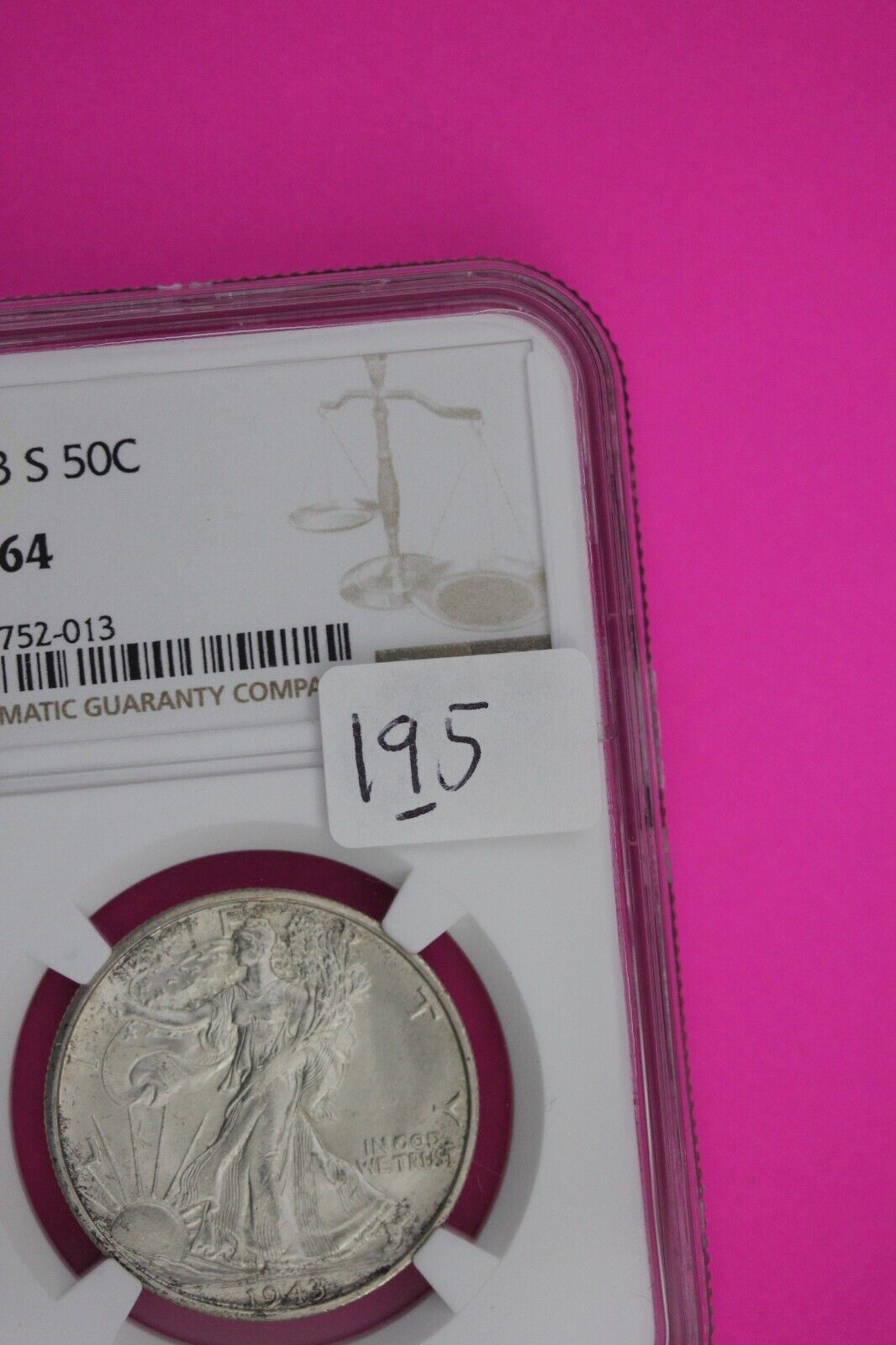 1943 S MS 64 Walking Liberty Half Dollar NGC Graded Certified Authentic 195