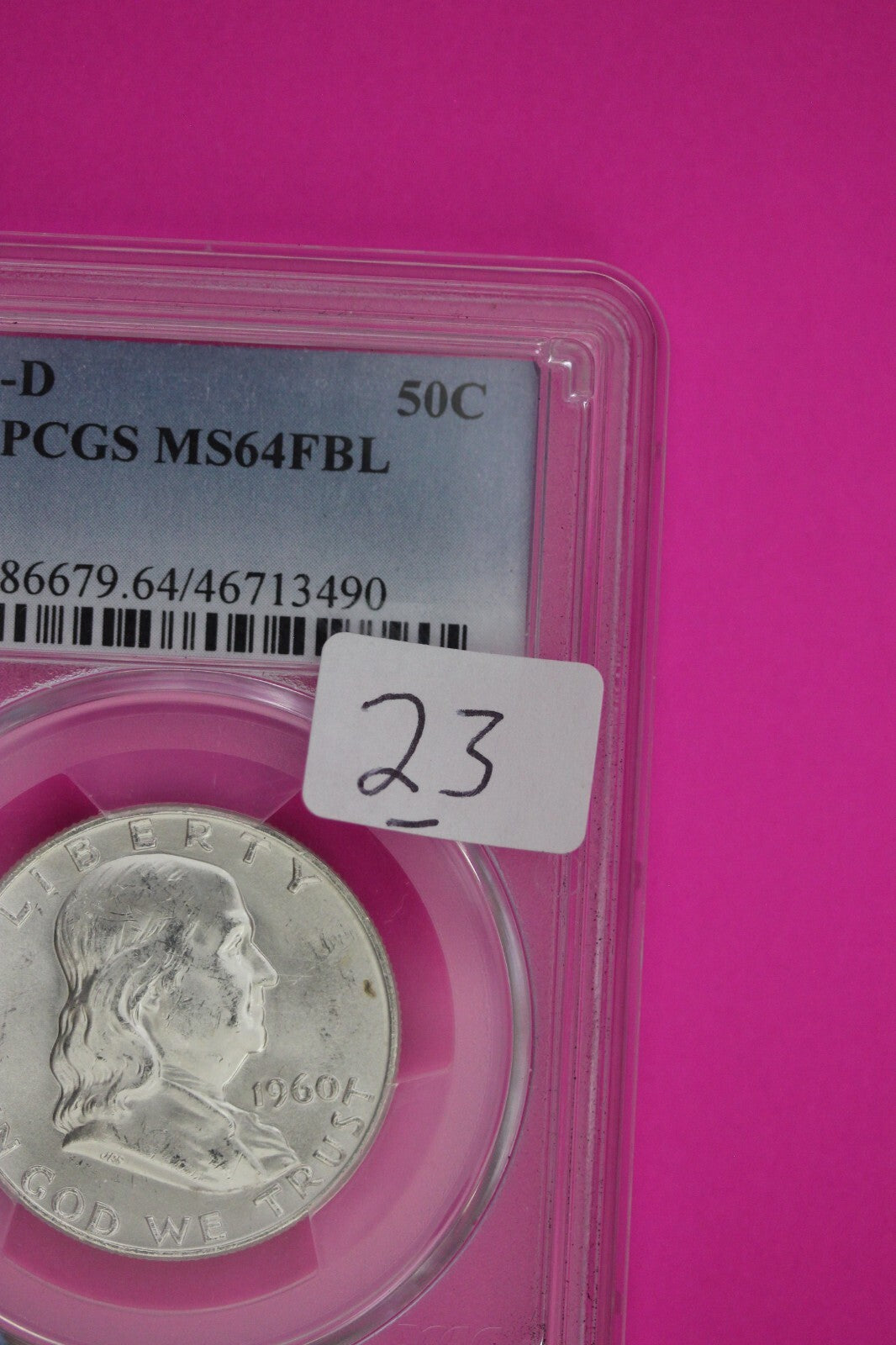 1960 D MS 64 Full Bell Lines Ben Franklin Silver Half Dollar PCGS FBL Slab 23