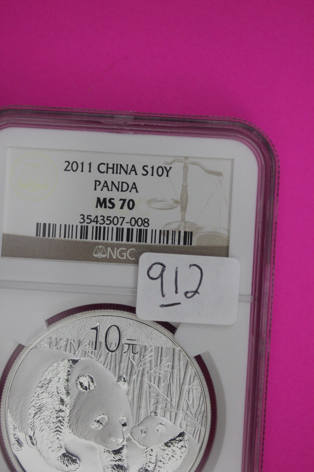 2012 MS 70 China Panda 1 OZ Silver Coin NGC Certified Graded Authentic Slab 913