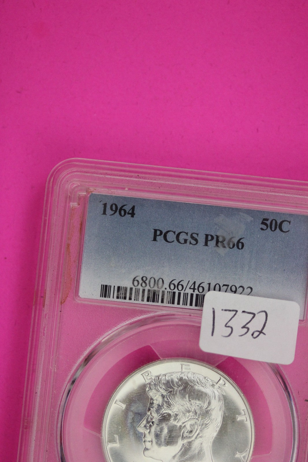 1964 PR 66 John Kennedy Half Dollar PCGS Certified Graded Authentic Slab 1332
