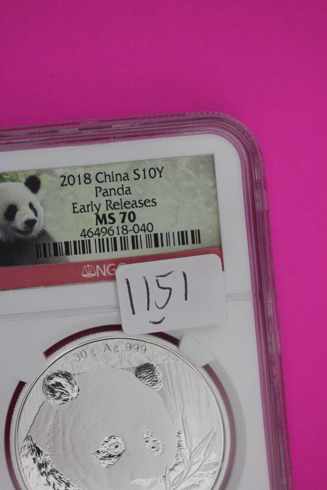 2018 MS 70 China Panda Early Releases 1 OZ Silver Coin NGC Graded Authentic 1151