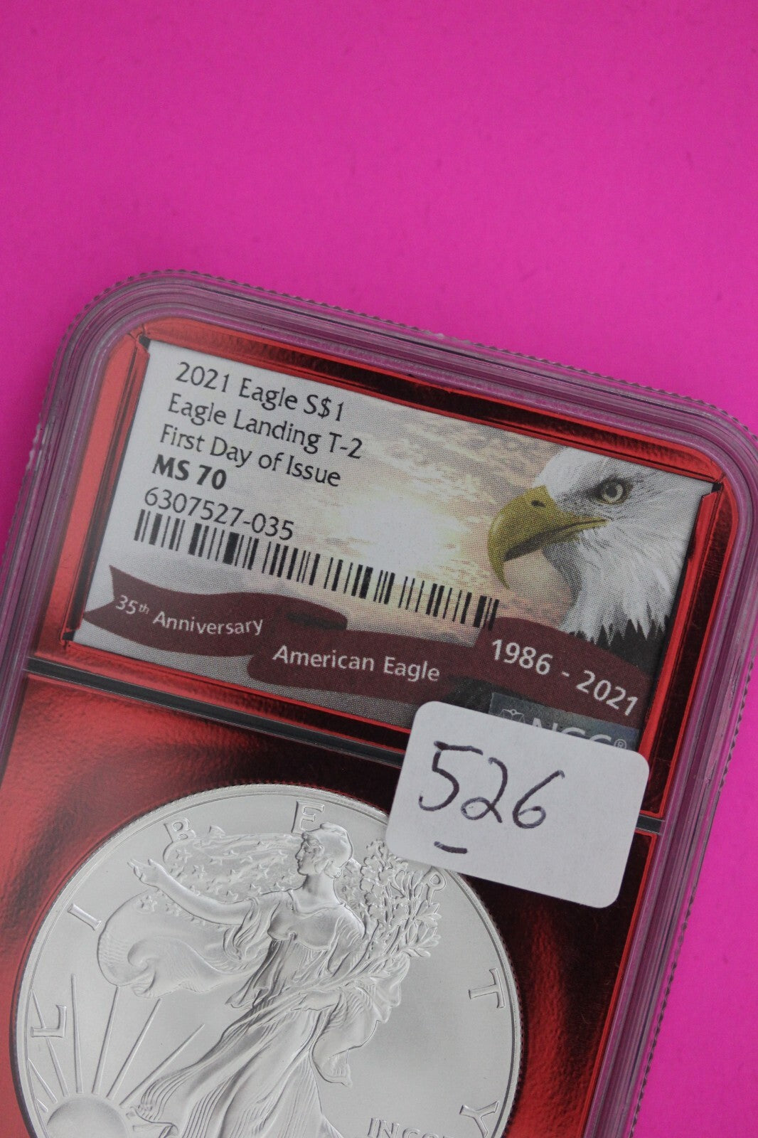 2021 T2 MS 69 Silver Eagle Coin 1 OZ .999 NGC Graded Certified Authentic 526