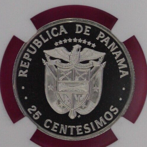 1980 Panama PF 69 Ultra Cameo Proof 25 Centesimos NGC Certified Graded Slab 845