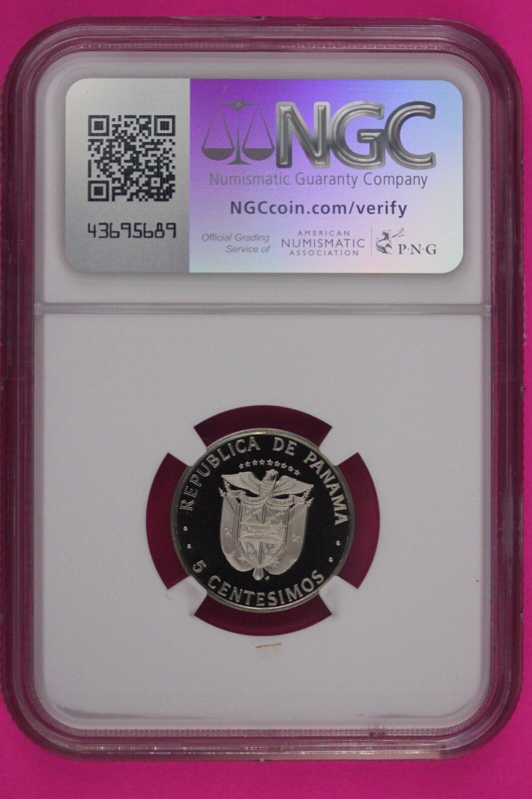 1979 Panama PF 69 Ultra Cameo Proof 5 Centesimos NGC Certified Graded Slab 847