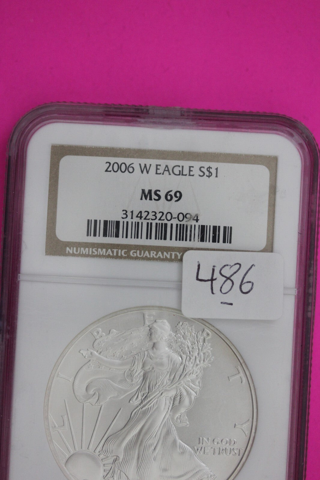 2006 W MS 69 Silver Eagle Coin 1 OZ .999 NGC Graded Certified Authentic Slab 486