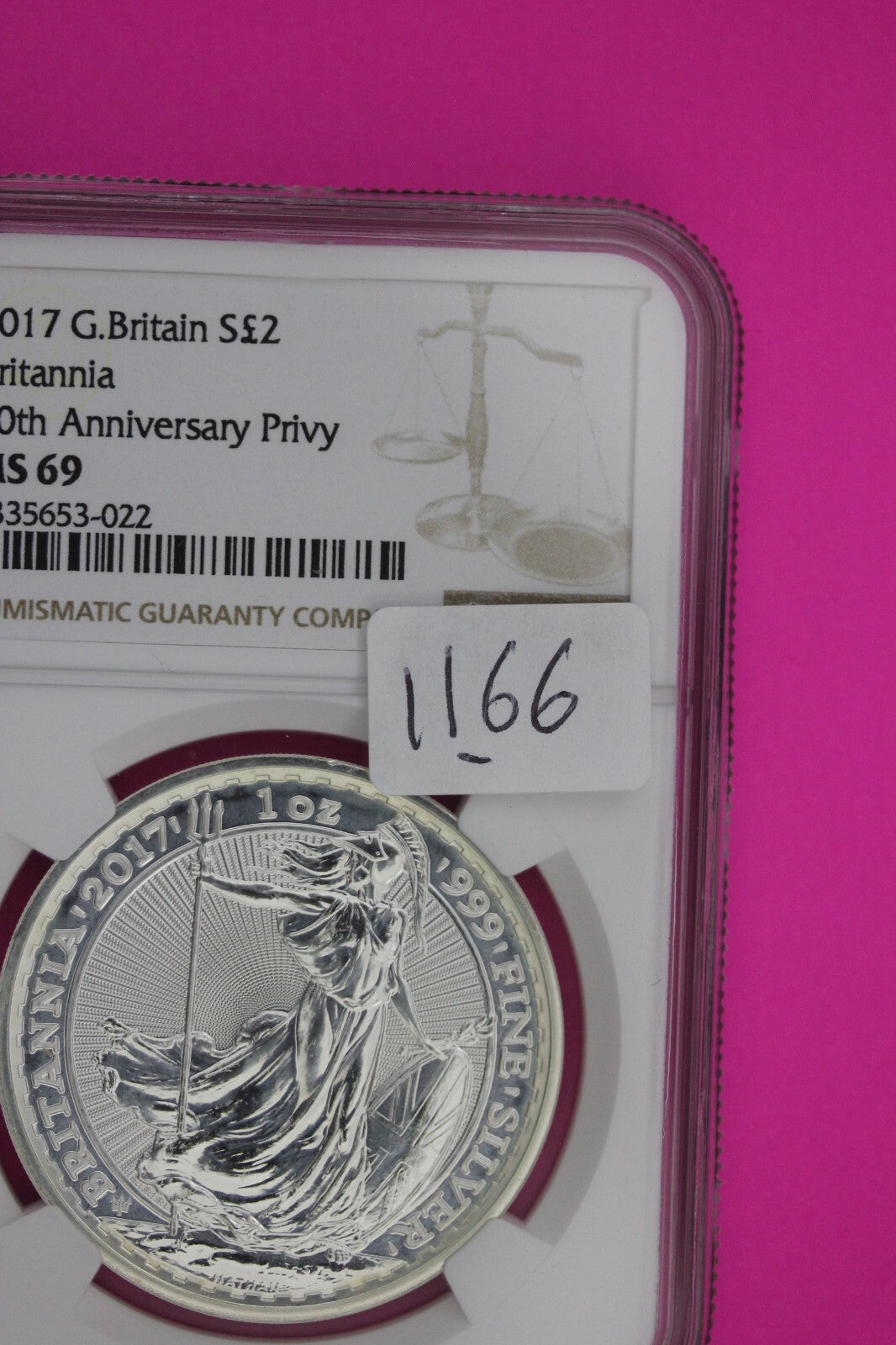 2017 MS 69 Great Britain £2 Britannia 20th Anniversary Privy NGC Graded 1166