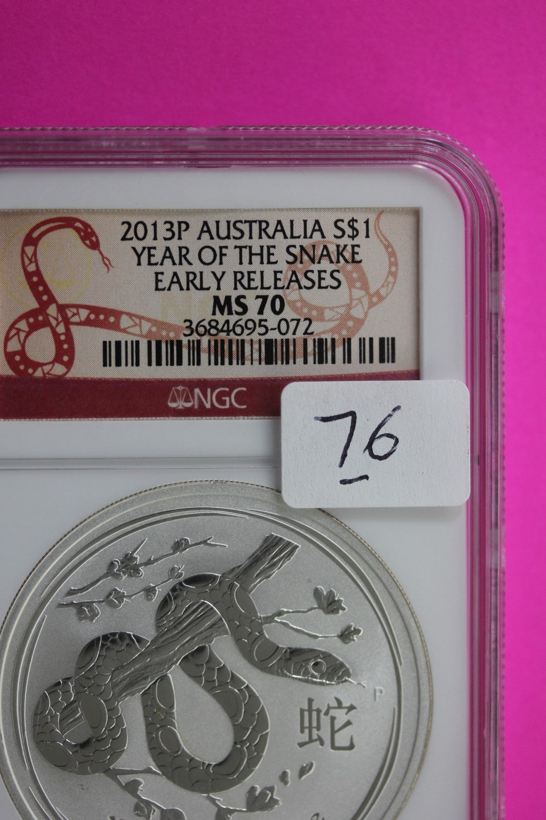2013 MS 70 Year Of the Snake Canada 1 OZ .999 Silver $1 NGC Certified Graded 76
