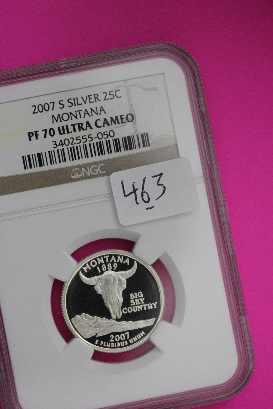 2007 S PF 70 Montana Silver State Quarter NGC Certified Authentic Slab 463