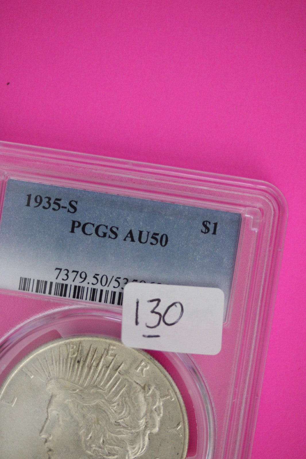 1935 S AU 50 Peace Silver Dollar PCGS Graded Certified Authentic Slab 130