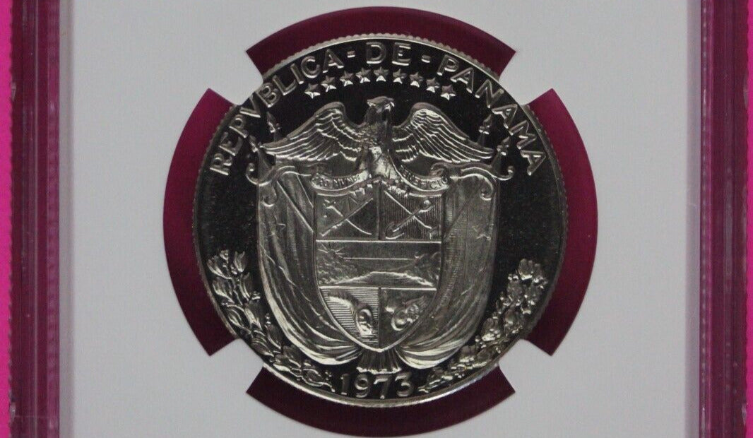 Top Pop 1973 Panama PF 69 Cameo Proof Silver 1/2 Balboa NGC Certified Slab 1034