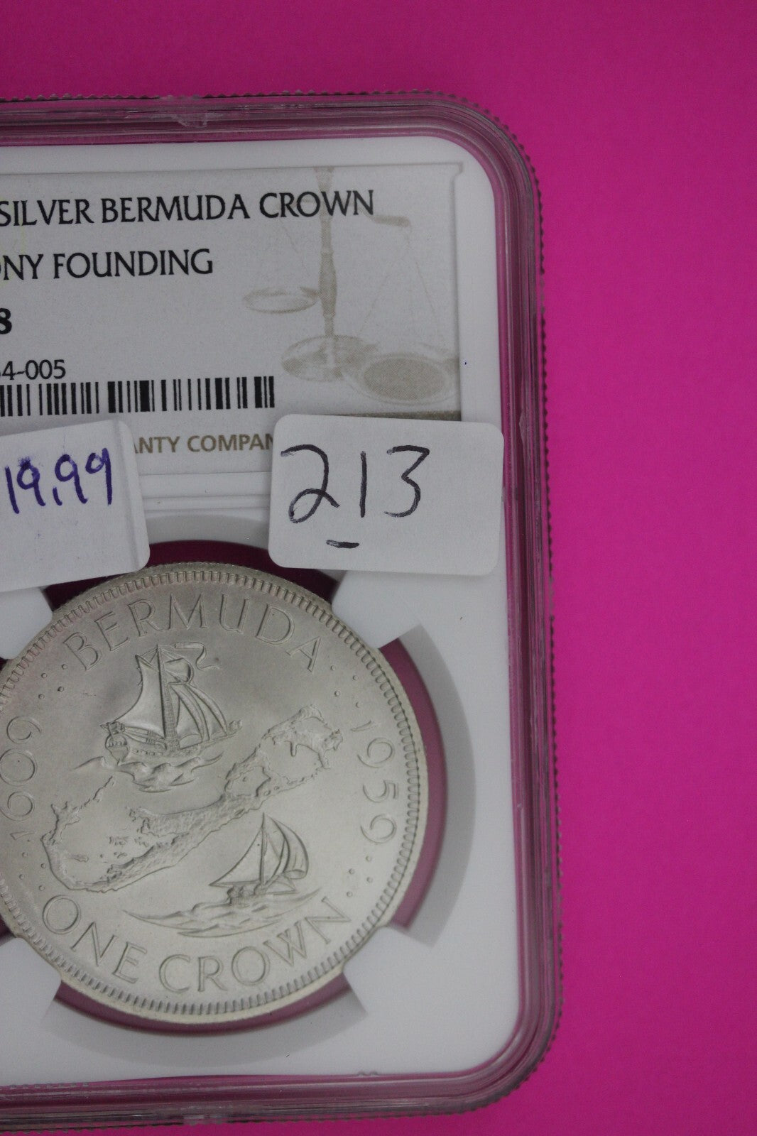 1959 MS 68 Bermuda Crown Colony Founding Silver Coin NGC Certified Authentic 213