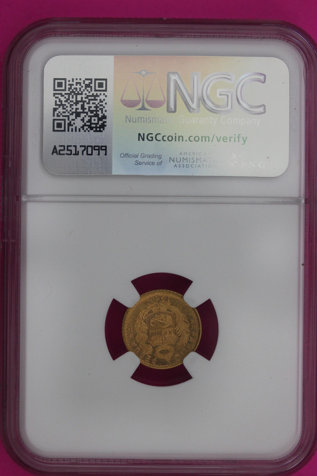Gold 1964 MS 67 Peru G 5 Soles NGC Certified Graded Authentic & Genuine 1226